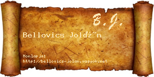 Bellovics Jolán névjegykártya